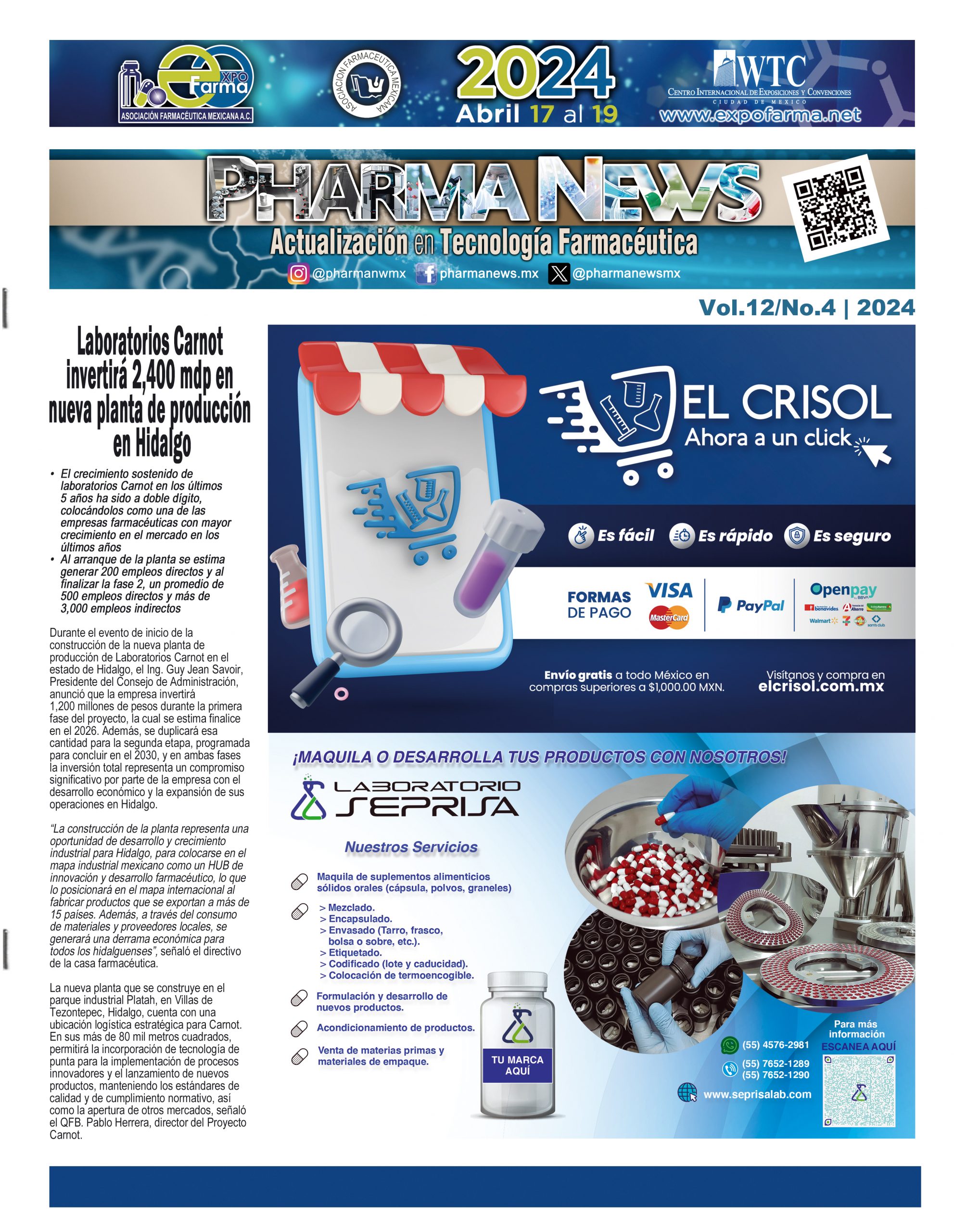 Revista Pharma News, Pharmanews, Farma News, Farmanews, Revista farmaceútica, Especializada en productos, proveedores y noticias del mercado farmaceútico en México y el mercado initernacional